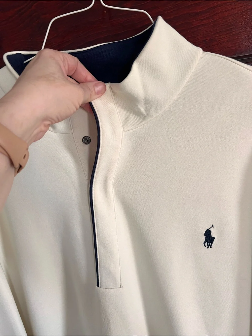 Polo Ralph Lauren Men’s Double Knit Quarter Snap Pullover Cream size 2XB